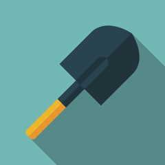 shovel icon with long shadow. flat style vector illustration