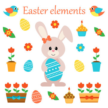 easter elements with bunny and egg