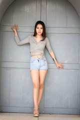 Fototapeta premium asia thai adult woman beautiful girl relax and smile in the garden
