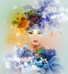 Abstract design elements with woman face