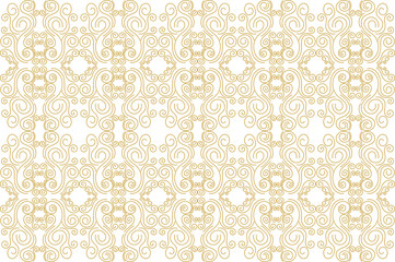 Art deco seamless pattern. White and gold color. Ornament. Vector.