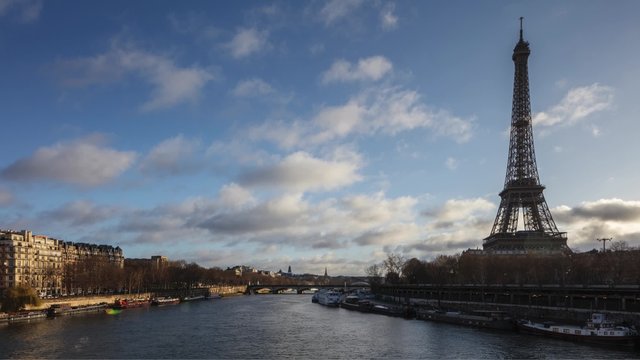 Time-lapse, vid&eacute;o, Paris, La Tour Eiffel, bords de Seine