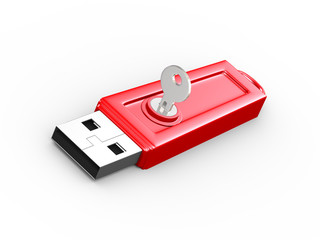 3d key and locked usb flash drive