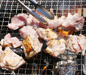 バーベキューと鶏肉