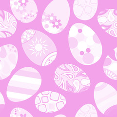 Seamless pattern of Easter eggs on pink background