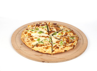 Mixed pizza on a white background