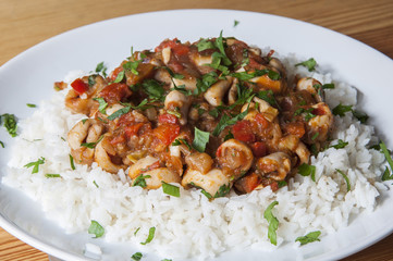 Squid stew served with white rice