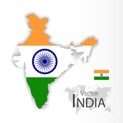 Republic of India ( flag and map ) ( transportation and tourism concept )