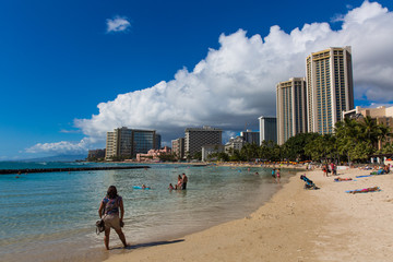 Waikiki Beach, O'ahu, Hawaii - obrazy, fototapety, plakaty