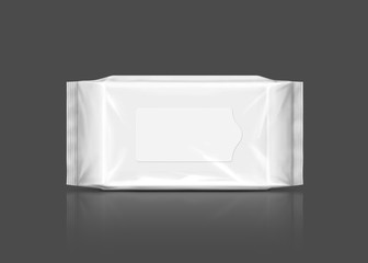 blank packaging paper wipes pouch isolated on gray background