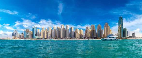 Gordijnen Panorama van de jachthaven van Dubai © Sergii Figurnyi