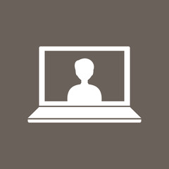 Laptop Icon on Dark Gray Color. Eps-10.