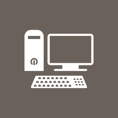 Desktop Computer Icon on Dark Gray Color. Eps-10.