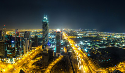 Fototapeta na wymiar Panorama of Dubai at night