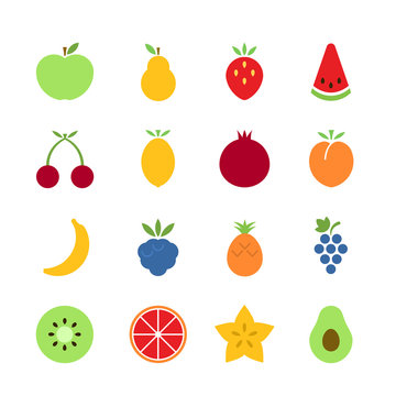 Fruit icons. Vector set.