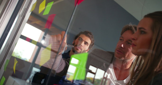 Young team listening attentively to business leader's brainstorming concept