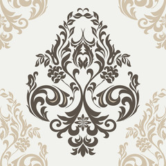Vector floral damask ornament pattern. Elegant luxury texture for textile, fabrics or wallpapers backgrounds. Beige colors