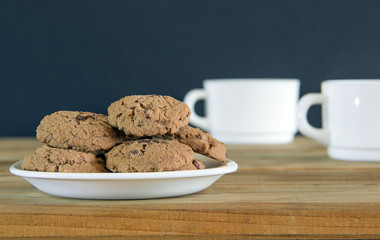 Cookies and two cups of tea