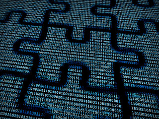 Puzzle in digital background 
