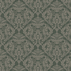 Damask ornament pattern in green color. Vector