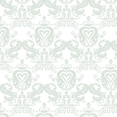Floral ornament damask pattern. Elegant luxury texture for wallpapers, backgrounds and invitation cards. Pale green color. Vector