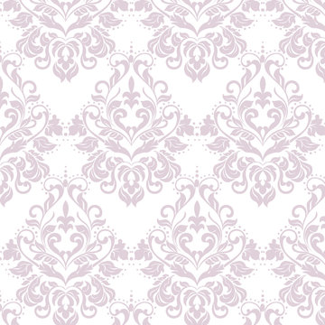 Vector floral damask ornament pattern. Elegant luxury texture for textile, fabrics or wallpapers backgrounds. Lavender color