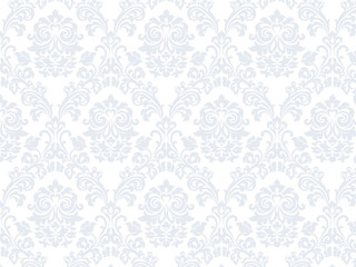 Floral ornament damask pattern. Elegant luxury texture for wallpapers, backgrounds and invitation cards. Serenity Blue color. Vector