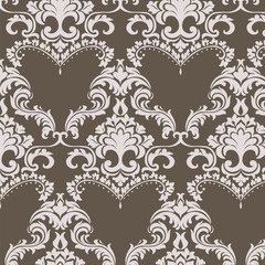 Vintage Damask Elegant Classic ornament pattern. Luxury texture for wallpapers, backgrounds and invitation cards. Beige iced colors. Vector