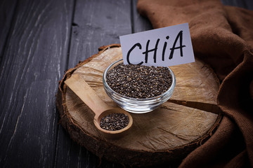 Healthy chia seeds in bowl