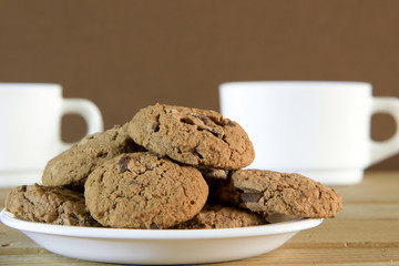 Cookies and two cups of tea