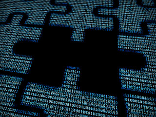 Puzzle in digital background 