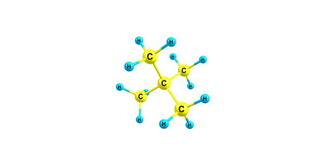 Neopentane molecular structure isolated on white