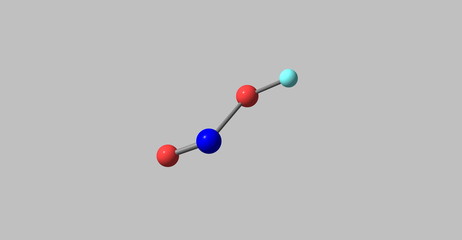 Nitrous acid molecular structure isolated on grey