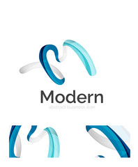 Fototapeta premium Abstract 3d swirl ribbon logo template with business card corporate identity design