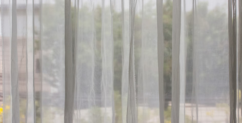 White curtains and nature background
