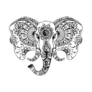 Vector abstract elephant in Indian style mehndi