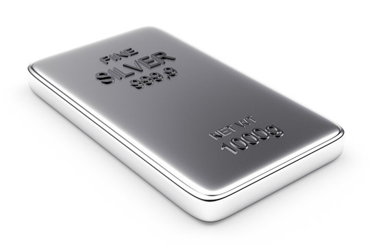 Banking concept. Flat silver bar isolated on white.
