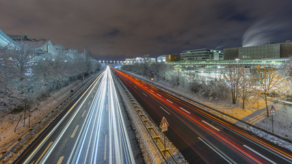 Street view of Hannover at winter evening.