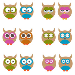 Set of vector owls.