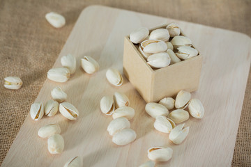 Fototapeta na wymiar Salty pistachios nuts