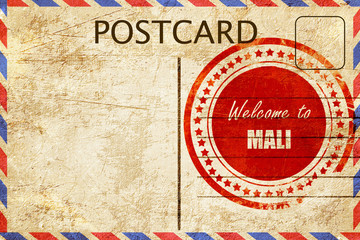 Vintage postcard Welcome to mali