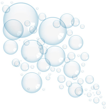blue bubbles on white