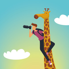 Safari. Photographer with a giraffe © ne2pi