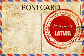 Vintage postcard Welcome to latvia