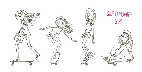 Girls skateboarders - Illustration