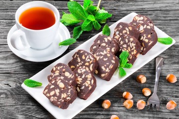 No Bake Hazelnuts Peanuts Chocolate Cookies, top view