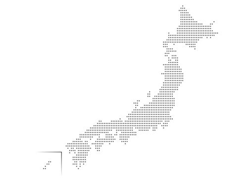日本地図のイラスト: 黒グラデーションドット