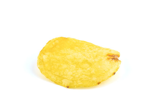 Potato chips on white