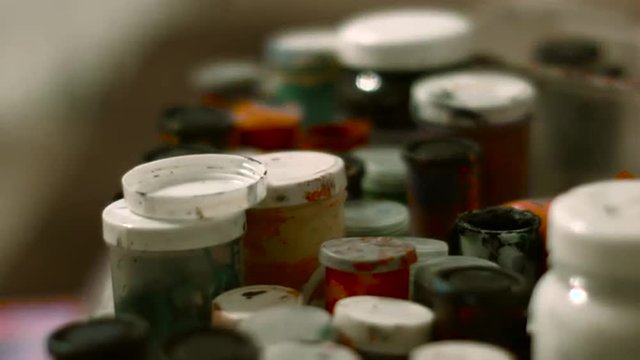 Jars of Paint in the Artist's Studio