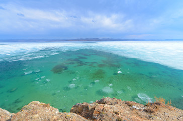 ice sailing on the turquoise water of the lake